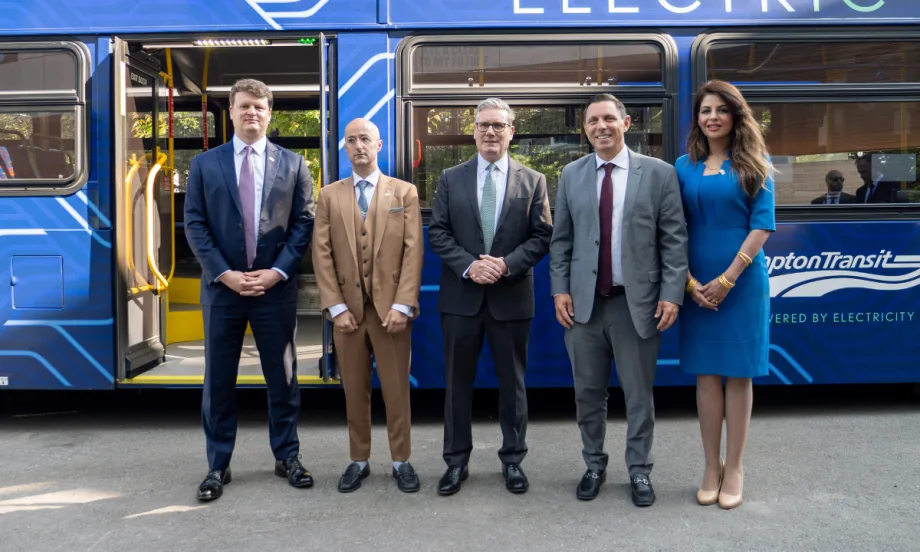 Zenobē Global Direcor of EV Fleet Tim Boothman; Zenobē Co-Founder and Director Steven Meersman; The Rt Hon Sir Keir Starmer; Brampton Mayor Patrick Brown, and Hon. Fouzia Younis, U.K.’s Consul-General