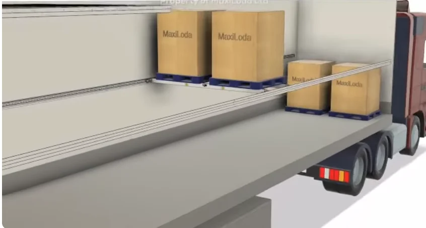 Illustration of Maxiloda glide double-decking system inside trailer