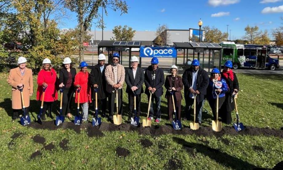 Officials break ground for the new Pace paratransit transfer facility.