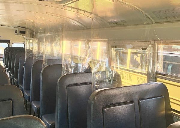 Barrier Designed to Protect Against COVID-19 on School Bus
