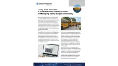 Cover of a Pro-Vision whitepaper titled “Doing More With Less: A Transportation Director’s Guide to Managing Safety Budget Uncertainty,” featuring school buses, a school transportation scene, and safety technology imagery.