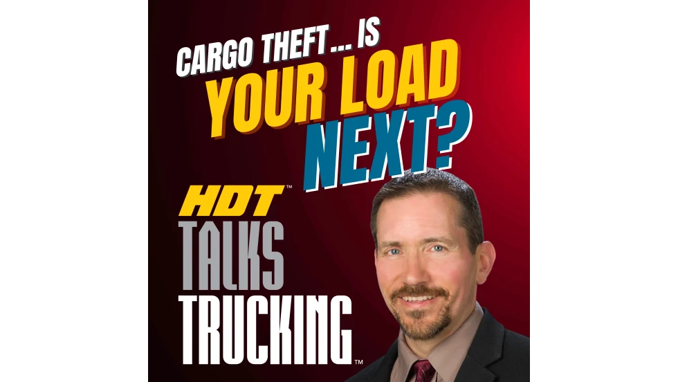 Podcast thumbnail saying "Cargo Theft: Is Your Load Next?"